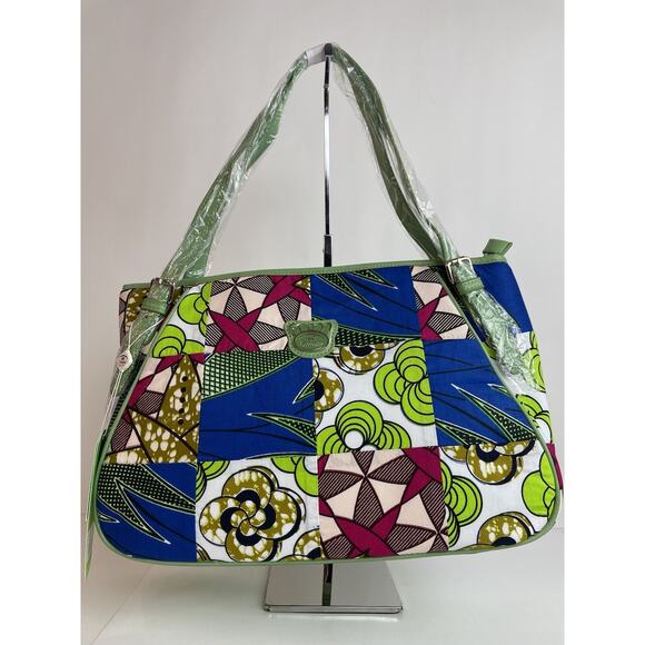 NEW Fricaine Purse Alluring Smile Shoulder Bag Patchwork Handbag Green Unique - Picture 7 of 8